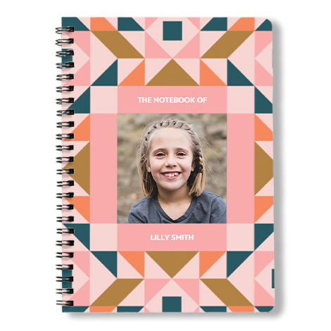 Spiral Book with girl in textured frame
